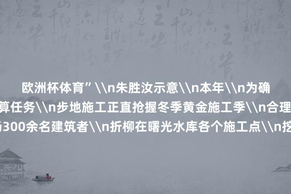 欧洲杯体育”\n朱胜汝示意\n本年\n为确保定期完成年度推断打算任务\n步地施工正直抢握冬季黄金施工季\n合理安排施工任务\n现场300余名建筑者\n折柳在曙光水库各个施工点\n挖掘机、运输车等100余台种种工程机械开导\n往来穿梭功课\n任重道远鼓吹步地提速\n拉满建筑“程度条”\n\n曙光水库是寰球150项要害水利工程之一\n被列入《成渝地区双城经济圈建筑磋商摘要》\n工程波及云阳县8个州里6