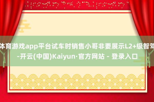 体育游戏app平台试车时销售小哥非要展示L2+级智驾-开云(中国)Kaiyun·官方网站 - 登录入口
