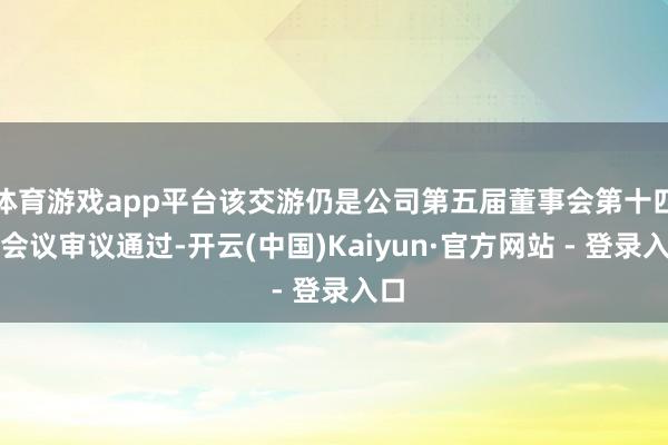 体育游戏app平台该交游仍是公司第五届董事会第十四次会议审议通过-开云(中国)Kaiyun·官方网站 - 登录入口