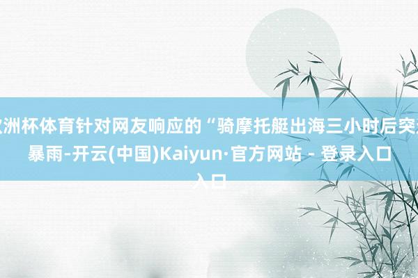 欧洲杯体育针对网友响应的“骑摩托艇出海三小时后突遇暴雨-开云(中国)Kaiyun·官方网站 - 登录入口