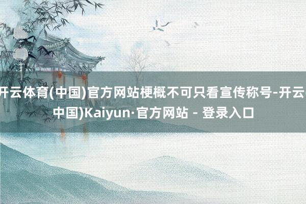 开云体育(中国)官方网站梗概不可只看宣传称号-开云(中国)Kaiyun·官方网站 - 登录入口